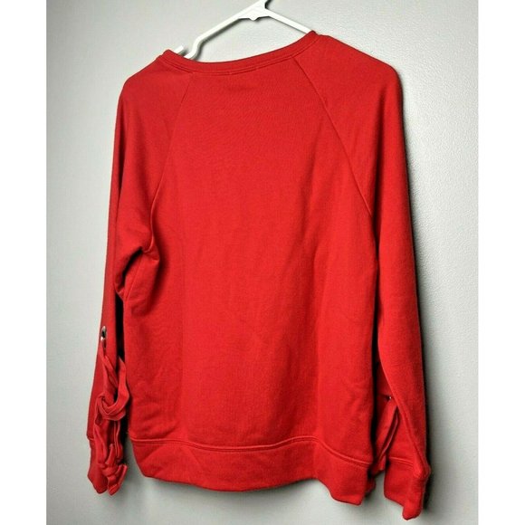 Women's Red Halogen Ring Detailed Tie Sleeve Crew Neck Sweatshirt Size XS - Picture 7 of 7